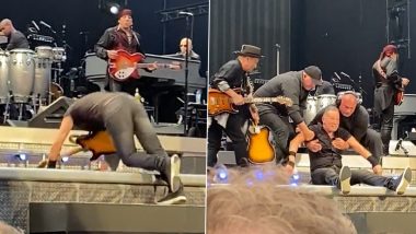 Bruce Sprinsteen suffers a fall during Amsterdam concert