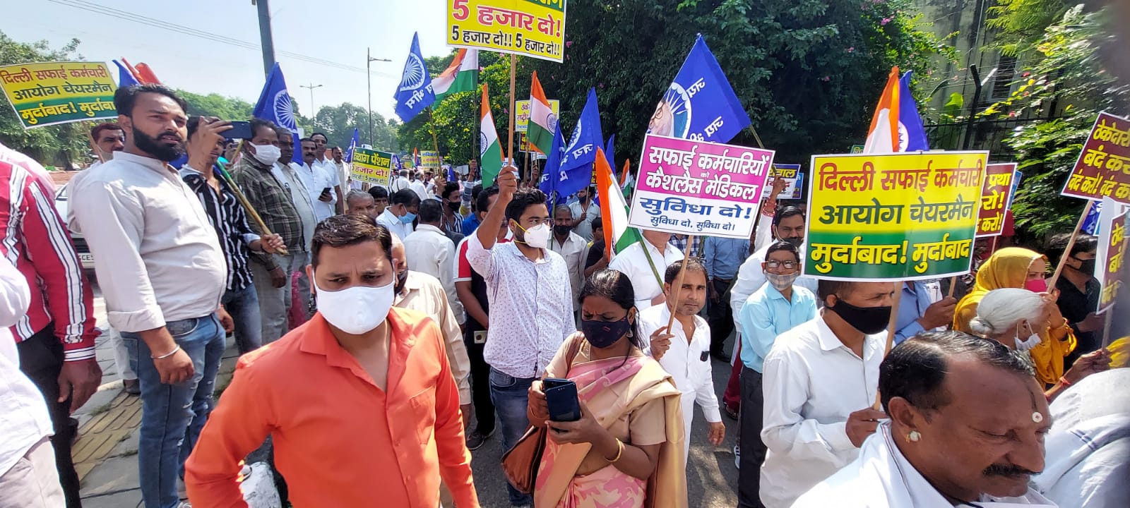 DBC employees demanding regularisation stage protest outside Delhi CM's house