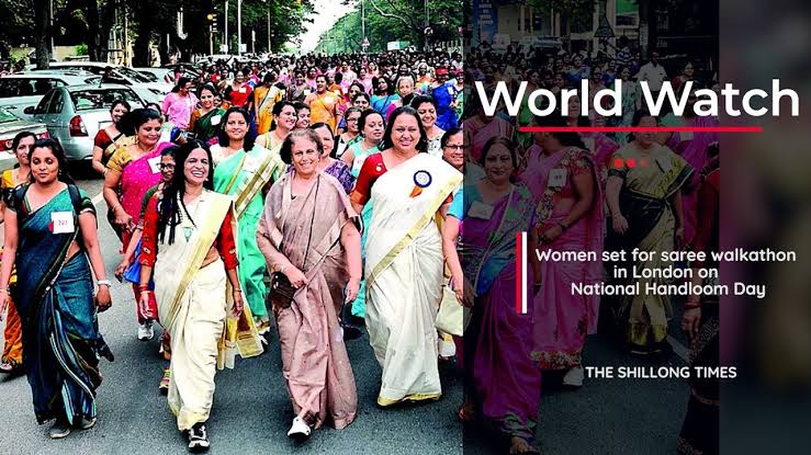 British Indians mark National Handloom Day with Saree Walkathon in London