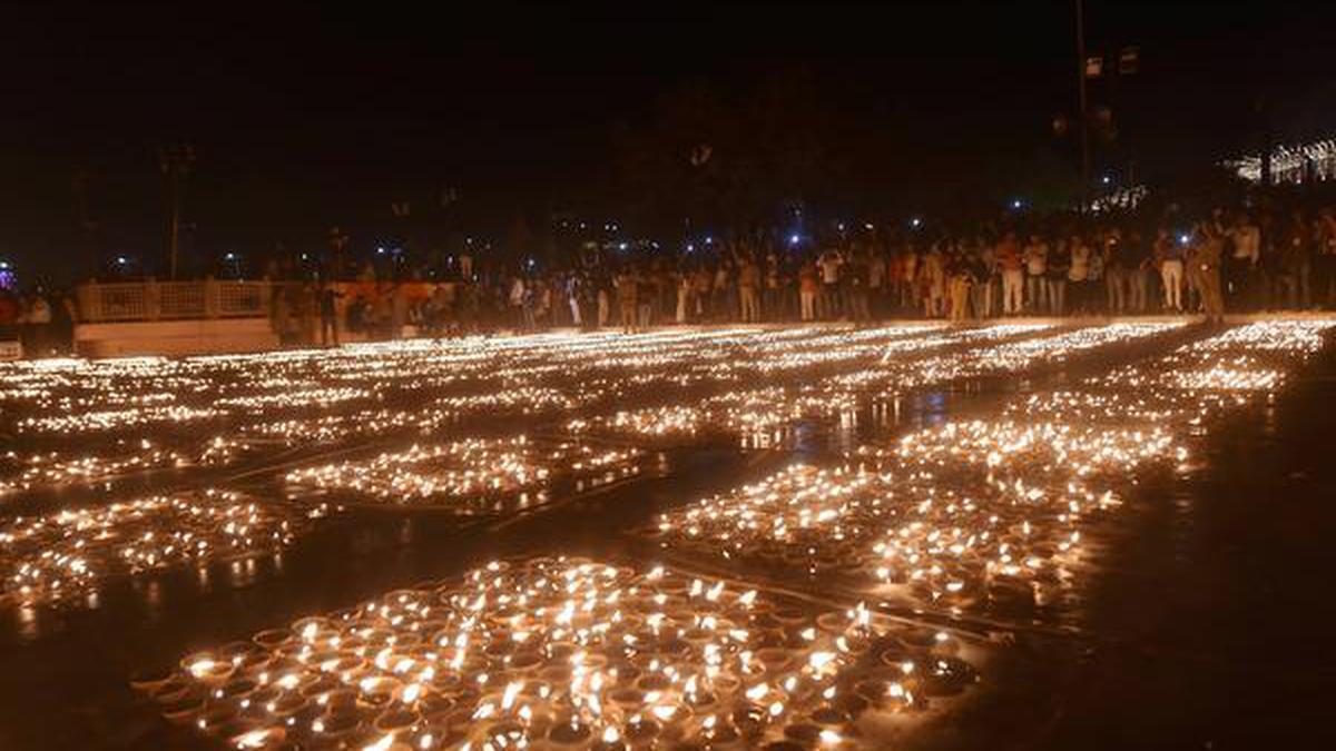 'Lamps being lit where bullets were fired': Yogi hits out at Oppn after opening Deepotsav in Ayodhya